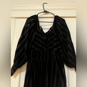 Foxblood Victoria Striped Mesh Gown